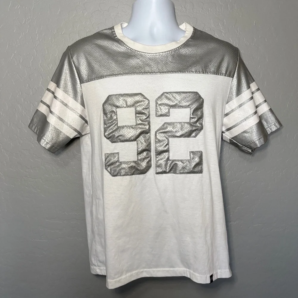 Phat Farm Y2K Vintage Silver White Number‎ 92 Jersey T-Shirt Size Small